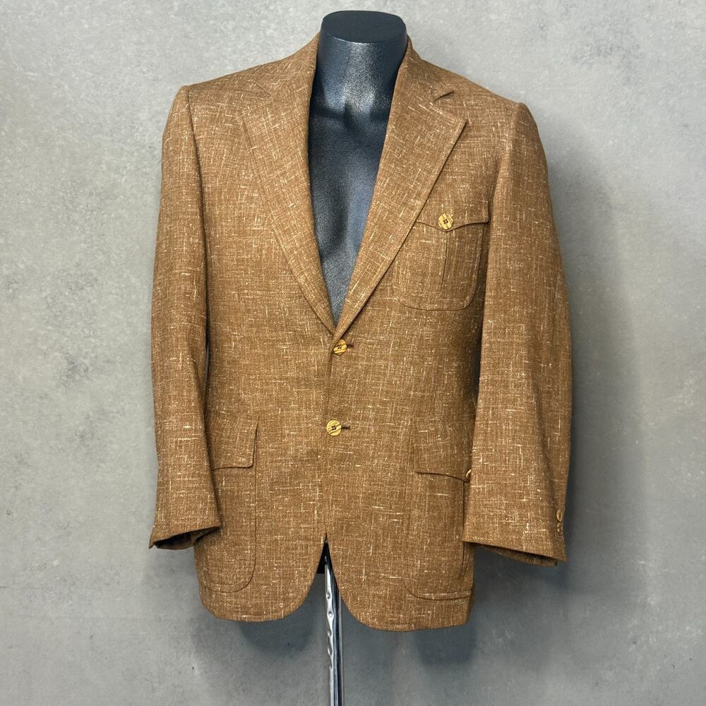 1960s Royal York by Bond Clothes Safari Sport Coat Brown Tweed Mens